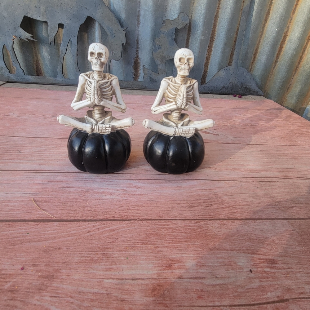 Skeleton Figurine on Black Pumpkin